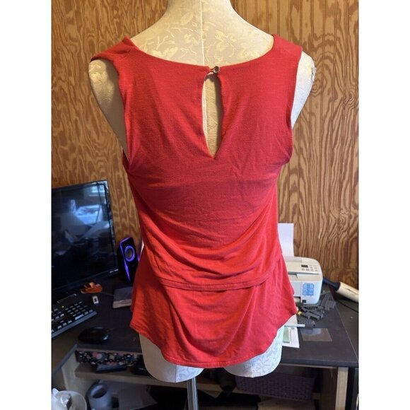 Anthropologie Deletta Red Sleeveless Top Women’s Size S Tiered V-Neck Stretch - Picture 8 of 10